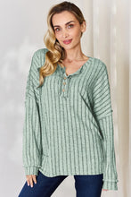Load image into Gallery viewer, Basic Bae Full Size Ribbed Half Button Long Sleeve T-Shirt
