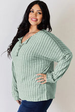 Load image into Gallery viewer, Basic Bae Full Size Ribbed Half Button Long Sleeve T-Shirt
