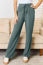 Load image into Gallery viewer, Basic Bae Full Size Ribbed Drawstring Hooded Top and Straight Pants Set
