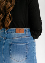 Load image into Gallery viewer, Dakotah Raw Hem Long Denim Skirt
