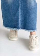 Load image into Gallery viewer, Dakotah Raw Hem Long Denim Skirt
