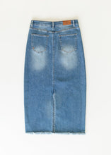 Load image into Gallery viewer, Dakotah Raw Hem Long Denim Skirt
