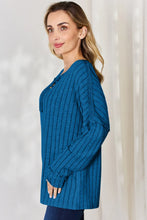 Load image into Gallery viewer, Basic Bae Full Size Ribbed Half Button Long Sleeve T-Shirt
