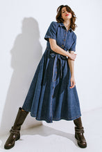 Load image into Gallery viewer, DAY IN THE LIFE DENIM MIDI DRESS
