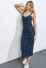 Load image into Gallery viewer, A GREATER LOVE DENIM MIDI DRESS

