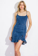 Load image into Gallery viewer, FIRST TO KNOW DENIM MINI DRESS
