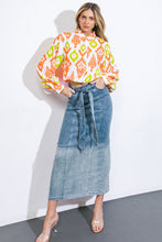 Load image into Gallery viewer, THE GRASS IS GREENER DENIM MIDI SKIRT
