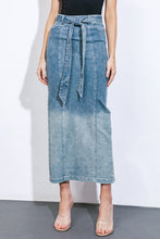 Load image into Gallery viewer, THE GRASS IS GREENER DENIM MIDI SKIRT
