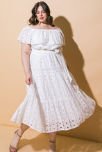 Load image into Gallery viewer, CATCHING MY BREATH EYELET MIDI DRESS
