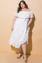 Load image into Gallery viewer, CATCHING MY BREATH EYELET MIDI DRESS
