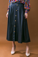 Load image into Gallery viewer, MOONLIT LOVE FAUX LEATHER MIDI SKIRT
