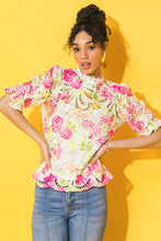 Load image into Gallery viewer, BLISS ME FLORAL WOVEN LACE TOP
