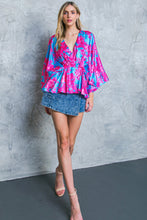 Load image into Gallery viewer, HERE WE GO AGAIN BLUE WOVEN TOP
