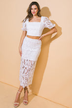 Load image into Gallery viewer, UNFORGETTABLE ICON WOVEN LACE TOP AND SKIRT SET
