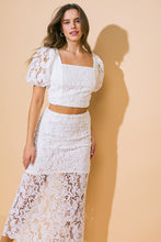 Load image into Gallery viewer, UNFORGETTABLE ICON WOVEN LACE TOP AND SKIRT SET
