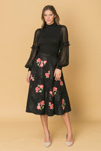 Load image into Gallery viewer, ROSE EMBROIDERY MIDI SKIRT

