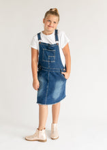 Load image into Gallery viewer, Girl&#39;s Aria Denim Overall Jumper Dress
