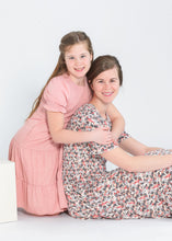 Load image into Gallery viewer, Girl&#39;s Penelope Smocked Bodice Puffed Sleeve Midi Dress
