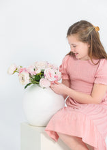 Load image into Gallery viewer, Girl&#39;s Penelope Smocked Bodice Puffed Sleeve Midi Dress
