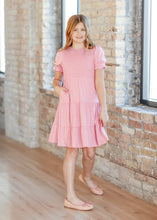 Load image into Gallery viewer, Girl&#39;s Penelope Smocked Bodice Puffed Sleeve Midi Dress
