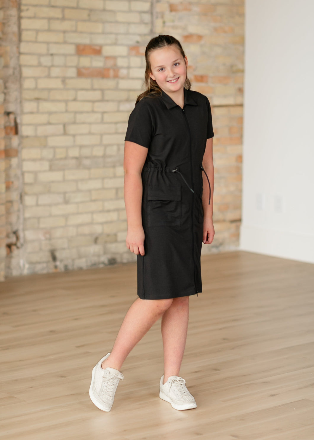 Girl's Scout Zip Front Midi Dress