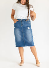 Load image into Gallery viewer, Hadley High Rise Denim Midi Skirt
