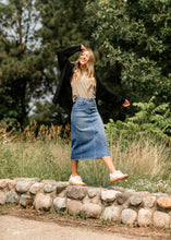 Load image into Gallery viewer, Lee A-Line Raw Hem Midi Skirt
