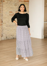 Load image into Gallery viewer, Lynn Tiered Peasant Maxi Skirt Black Floral
