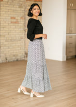 Load image into Gallery viewer, Lynn Tiered Peasant Maxi Skirt Black Floral
