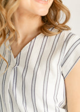 Load image into Gallery viewer, Madison Striped V-neck Short Sleeve Flowy Top
