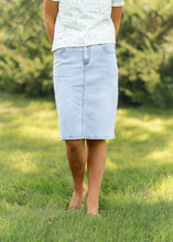Load image into Gallery viewer, Maelia Distressed Denim Midi Skirt
