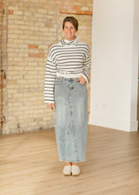 Load image into Gallery viewer, Piper A-line Long Denim Maxi Skirt
