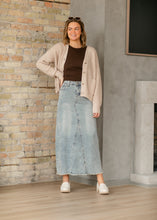 Load image into Gallery viewer, Piper A-line Long Denim Maxi Skirt
