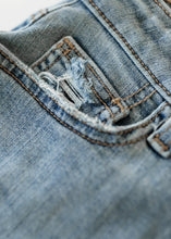 Load image into Gallery viewer, Presley Distressed Denim Midi Skirt
