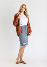 Load image into Gallery viewer, Presley Distressed Denim Midi Skirt
