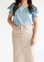 Load image into Gallery viewer, Remi Simply Taupe Denim Midi Skirt

