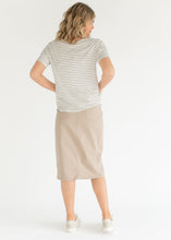 Load image into Gallery viewer, Remi Simply Taupe Denim Midi Skirt

