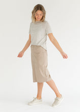 Load image into Gallery viewer, Remi Simply Taupe Denim Midi Skirt
