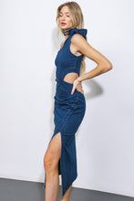 Load image into Gallery viewer, BALL OF JOY DENIM MIDI DRESS

