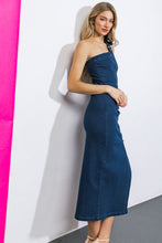 Load image into Gallery viewer, BALL OF JOY DENIM MIDI DRESS
