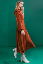 Load image into Gallery viewer, TIER ELEGANCE BROWN WOVEN MIDI DRESS
