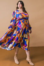 Load image into Gallery viewer, BOLD ADVENTURES WOVEN SATIN MIDI DRESS
