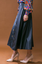 Load image into Gallery viewer, MOONLIT LOVE FAUX LEATHER MIDI SKIRT
