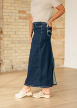 Load image into Gallery viewer, Stella Dark Wash Maxi Denim Skirt
