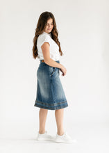 Load image into Gallery viewer, Sutton Side Zip A-line Denim Midi Skirt
