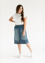 Load image into Gallery viewer, Sutton Side Zip A-line Denim Midi Skirt
