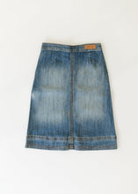 Load image into Gallery viewer, Sutton Side Zip A-line Denim Midi Skirt
