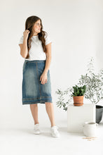 Load image into Gallery viewer, Sutton Side Zip A-line Denim Midi Skirt
