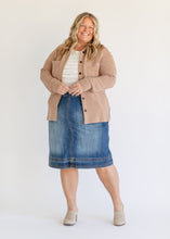Load image into Gallery viewer, Sutton Side Zip A-line Denim Midi Skirt
